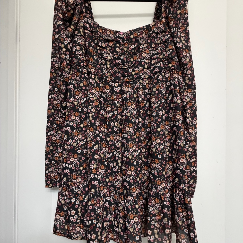 Miami Floral Long Sleeve Dress - Black and Pink